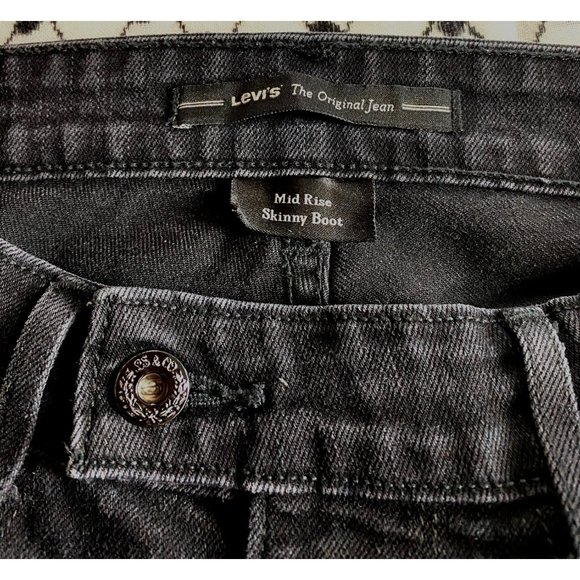Levis The Original Jeans Women's Mid-Rise Skinny Boot Size 4 M Black - Picture 8 of 9